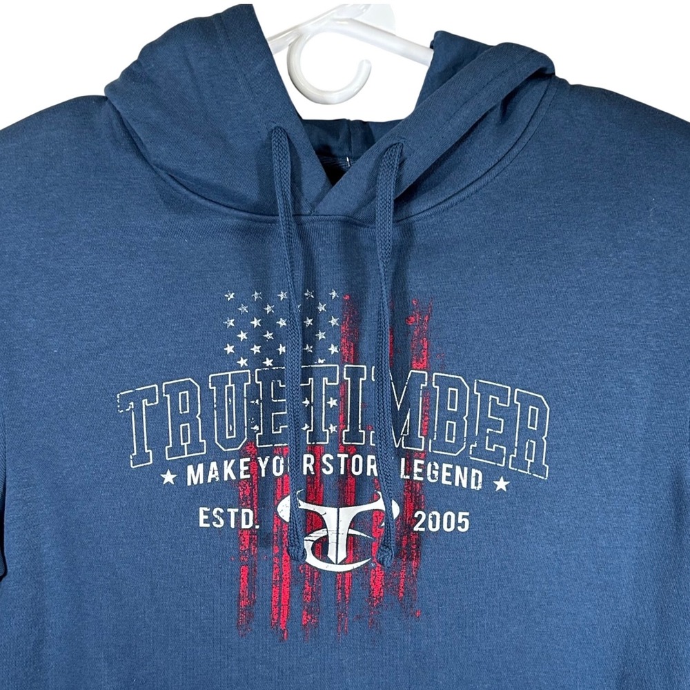 TrueTimber Mens Navy Blue Graphic‎ Hoodie American Flag Legend Large New